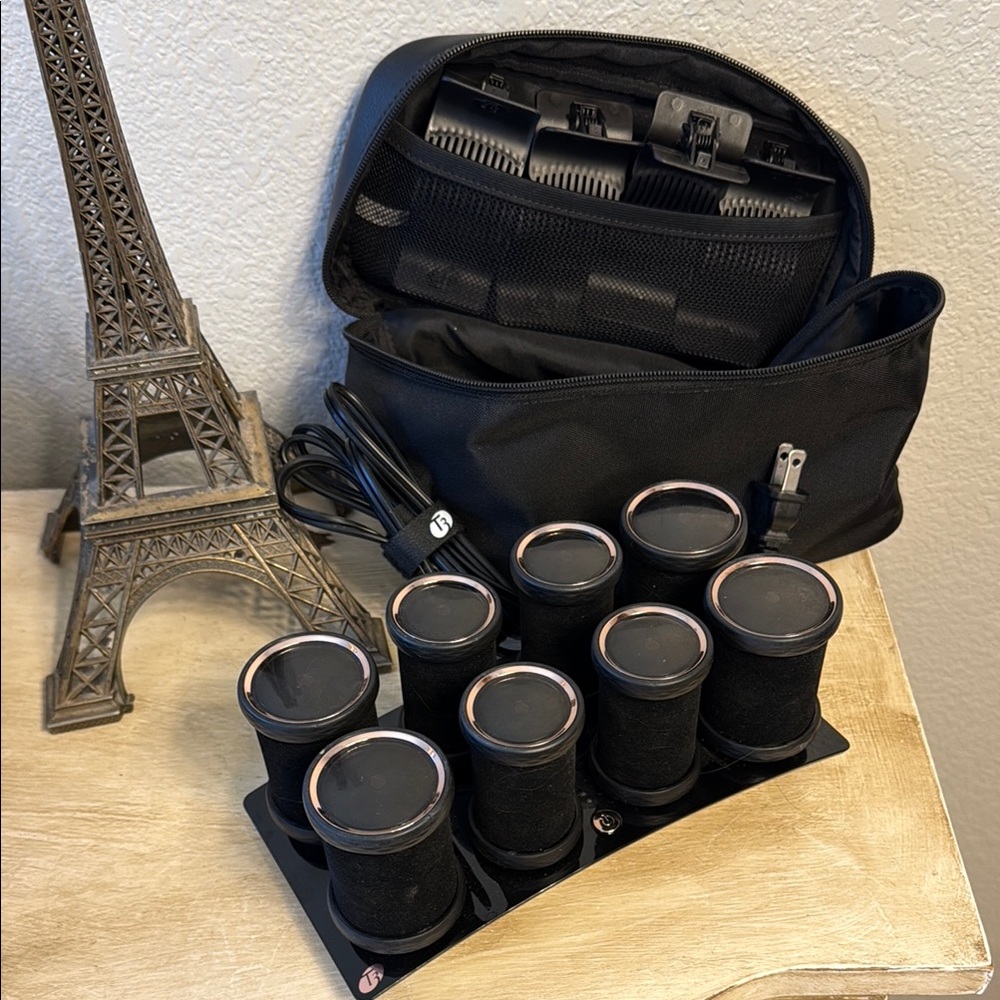 T3 Black Hair Roller Set with Travel Case
